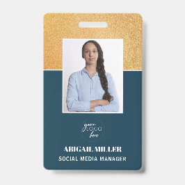 Gold Custom Employee Photo Name & logo ID Badge