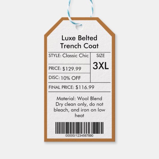 Gold Custom Logo Small Business Korting Prijs Labe Cadeaulabel (Voorkant)