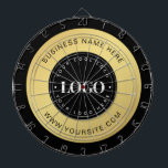 Gold Custom Logo & Text Company Business Branded Dartbord<br><div class="desc">Bevorder uw bedrijf met dit elegante dartboard,  met aangepaste logo en tekst. Voeg je gegevens eenvoudig toe door op de optie 'personaliseren' te klikken.</div>