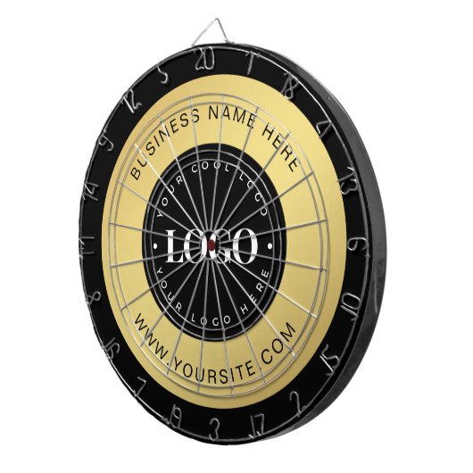 Gold Custom Logo & Text Company Business Branded Dartbord (Voorkant Rechts)