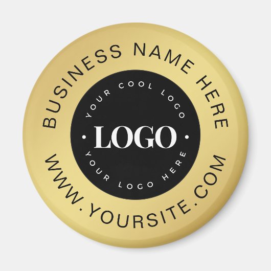 Gold Custom Logo & Text Company Business Branded Magneet (Voorkant)