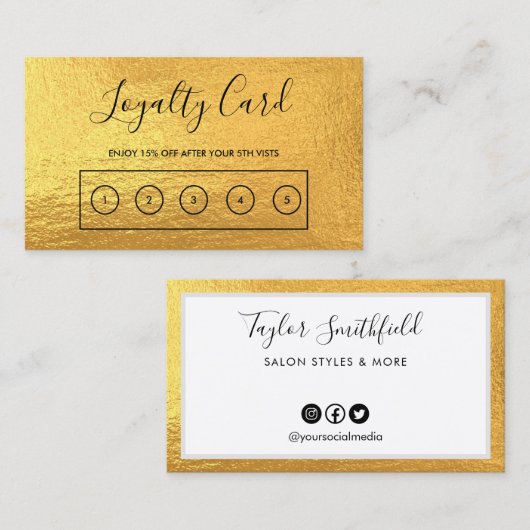 Gold Custom Loyalty-Kaart Visitekaartje (Voorkant / Achterkant)