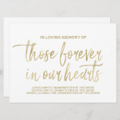 Gold Custom Memorial Sign | Stijlvol handschrift Programmakaart (Voorkant / Achterkant)