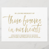 Gold Custom Memorial Sign | Stijlvol handschrift Programmakaart (Voorkant)
