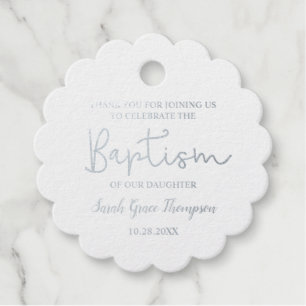 Gold Custom Modern Script Name Baby Girl baptisme Bedankjes Labels
