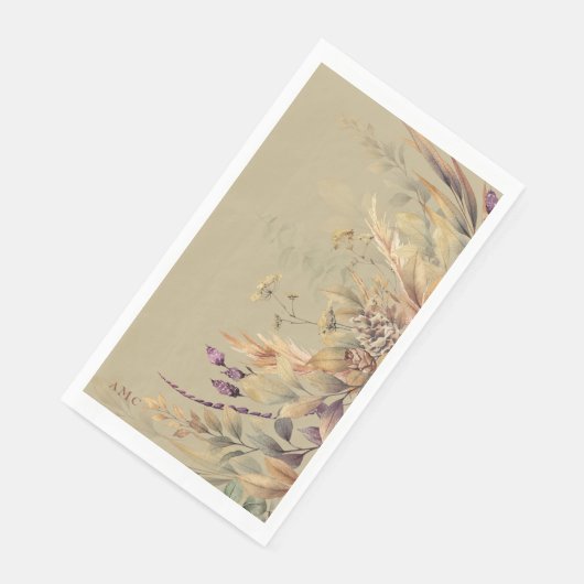 Gold Custom Monogram Herfst Foliage Paper Servet (Hoek)