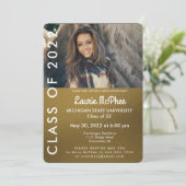 Gold Custom Photo Afstuderen Invitation Kaart (Staand voorkant)