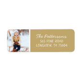 Gold Custom Photo Holiday Retouradres Etiket (Voorkant)