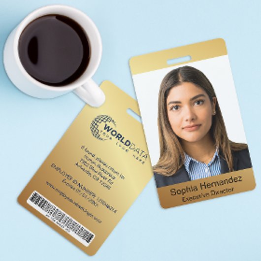 Gold Custom Photo Name ID-badge Badge