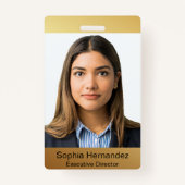 Gold Custom Photo Name ID-badge Badge (Voorkant)