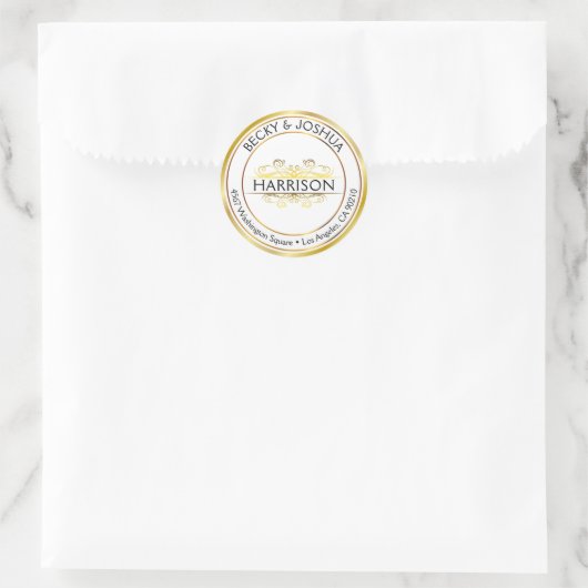  Gold Custom Round Address Label (Tas)