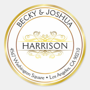 Gold Custom Round Address Label