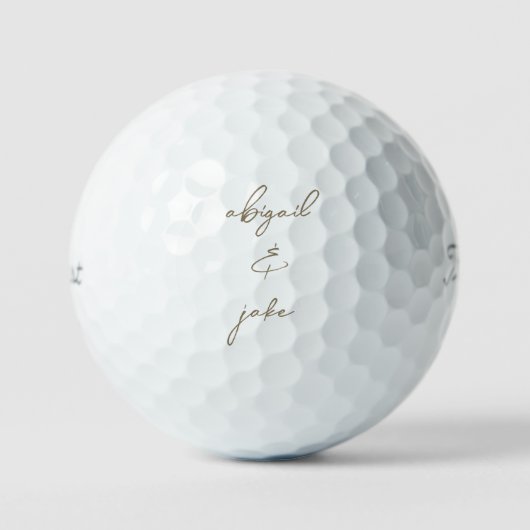 Gold Custom Script Names Wedding Titleist Pro  Golfballen (Voorkant)