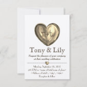 Gold Customizeable Heart Wedding Invitation RSVP Kaart (Voorkant)