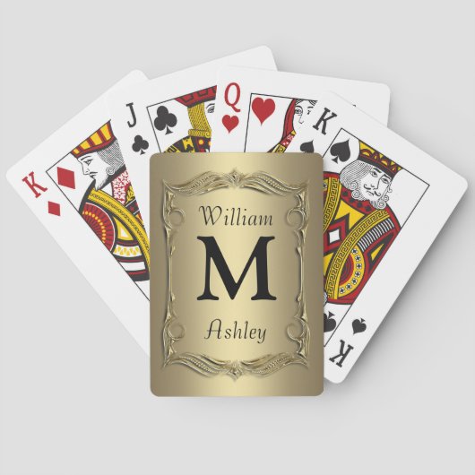 Gold Customized Monogrammed Playing Cards Pokerkaarten (Achterkant)