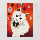 Gold Cute Cat Winter Kerstmis Baubles Briefkaart (Voorkant)
