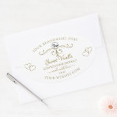 Gold  Cute Hearts White Product Labels Logo (Envelop)