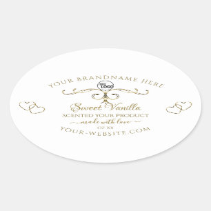 Gold  Cute Hearts White Product Labels Logo