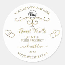 Gold  Cute Hearts White Product Labels Logo