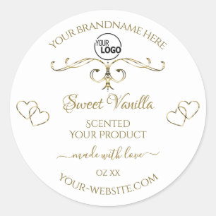 Gold  Cute Hearts White Product Labels Logo