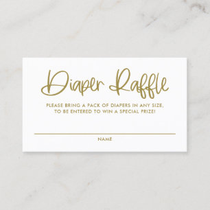 Gold Cute Modern Calligraphy Diaper Raffle Kaart Visitekaartje