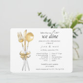 Gold Cutlery Rehearings Dinner Party Kaart (Staand voorkant)