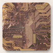 Gold Cyber Circuit Board Tech Art Electronics Bier Onderzetter (Voorkant)