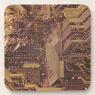 Gold Cyber Circuit Board Tech Art Electronics Bier Onderzetter