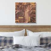 Gold Cyber Circuit Board Tech Art Electronics Canvas Afdruk (Insitu (Slaapkamer))