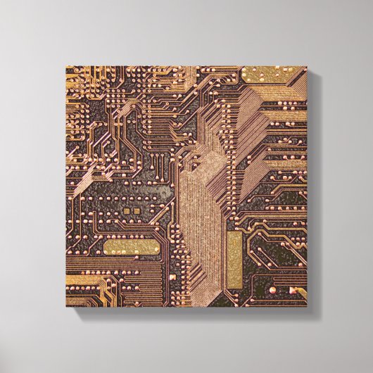Gold Cyber Circuit Board Tech Art Electronics Canvas Afdruk (Voorkant)