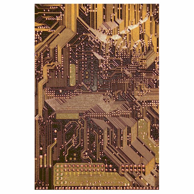Gold Cyber Circuit Board Tech Art Electronics Fotobeeldje Magneet (Voorkant)