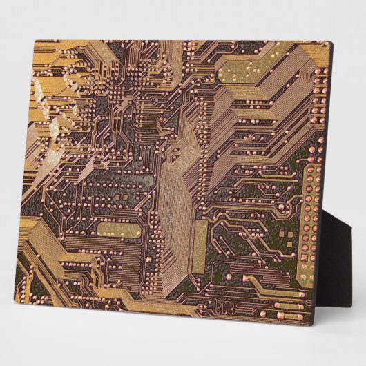 Gold Cyber Circuit Board Tech Art Electronics Fotoplaat (Zijkant)