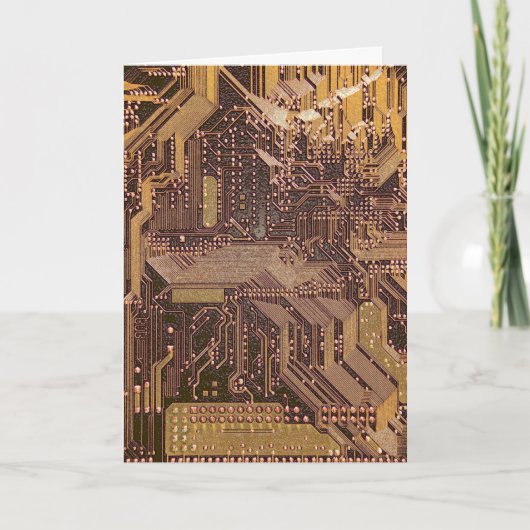 Gold Cyber Circuit Board Tech Art Electronics Kaart (Voorkant)
