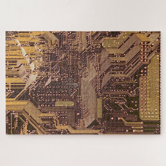 Gold Cyber Circuit Board Tech Art Electronics Legpuzzel (Horizontaal)