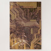 Gold Cyber Circuit Board Tech Art Electronics Legpuzzel (Verticaal)