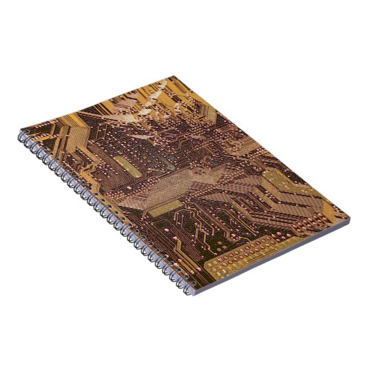 Gold Cyber Circuit Board Tech Art Electronics Notitieboek (Rechterzijde)