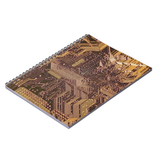 Gold Cyber Circuit Board Tech Art Electronics Notitieboek (Linkerzijde)