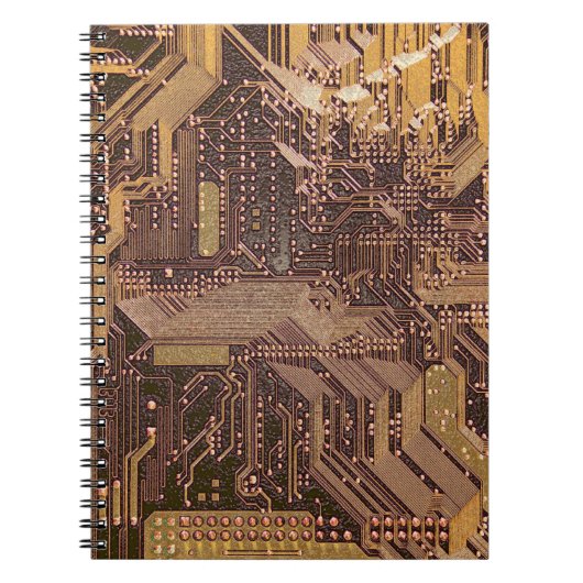 Gold Cyber Circuit Board Tech Art Electronics Notitieboek (Voorkant)