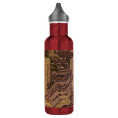 Gold Cyber Circuit Board Tech Art Electronics Waterfles (Links)