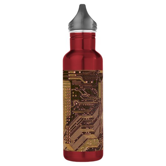 Gold Cyber Circuit Board Tech Art Electronics Waterfles (Links)