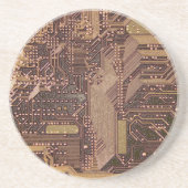 Gold Cyber Circuit Board Tech Art Electronics Zandsteen Onderzetter (Voorkant)