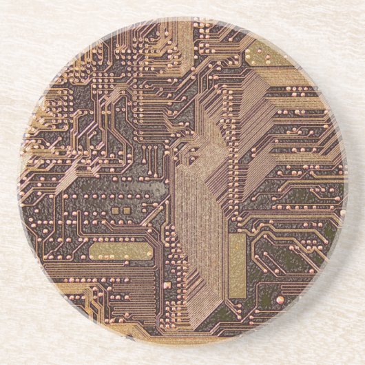 Gold Cyber Circuit Board Tech Art Electronics Zandsteen Onderzetter (Voorkant)