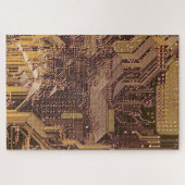 Gold Cyber Circuit Board Tech Electronics Legpuzzel (Horizontaal)
