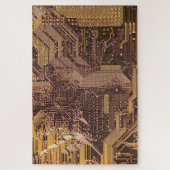 Gold Cyber Circuit Board Tech Electronics Legpuzzel (Verticaal)