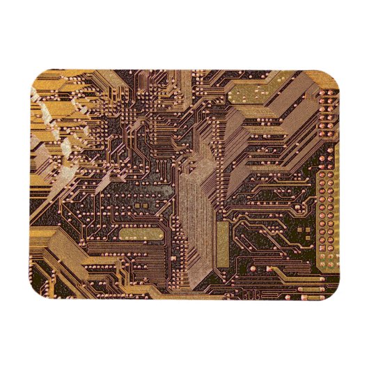Gold Cyber Circuit Board Tech Electronics Magneet (Horizontaal)