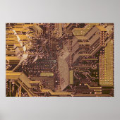 Gold Cyber Circuit Board Tech Electronics Poster (Voorkant)