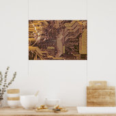 Gold Cyber Circuit Board Tech Electronics Poster (Keuken)