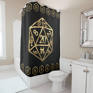 Gold D20 Crit AF   Tabletop Role Player Dice Douchegordijn