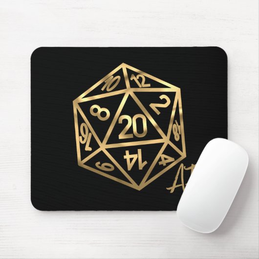 Gold D20 Crit AF | Tabletop Role Player Dice Muismat (Met muis)