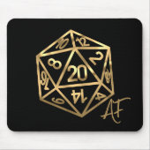 Gold D20 Crit AF | Tabletop Role Player Dice Muismat (Voorkant)